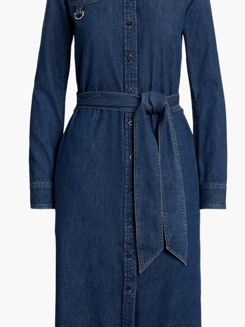 Lauren Ralph Lauren Horsebit Trim Denim Long-Sleeve Shirt Dress Equestrian Sz 16